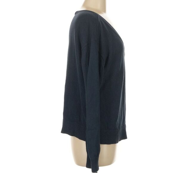 Everlane V-Neck Navy Cotton Lightweight Pullover Sweater Navy Blue M - Picture 4 of 7
